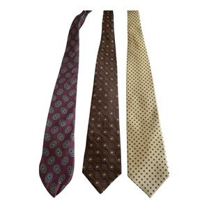 Elegant Men's silk 3 Tie Set - Burgundy, Brown, and Cream #2